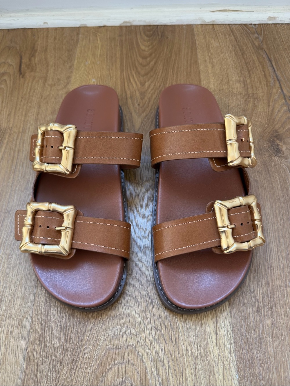 SCHUTZ Women’s Enola Sporty Leather Sandals in New Wood Color - Picture 4 of 8